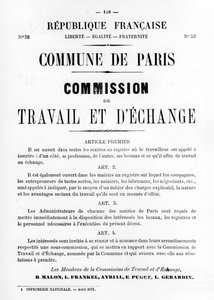 Travail et DEchange, z francouzských politických plakátů Pařížské komuny, květen 1871 od Unbekannt