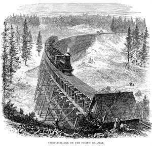Trestle Bridge na Union Pacific Railroad, USA, 1876 od Unbekannt