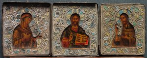 Triptych s Kristem, Pannou a sv. Janem Evangelistou, 19. století. od Unbekannt