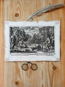 Trompe l’oeil s mědirytinou od Unbekannt