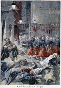 Vojáci pokoušející se vyčistit ulice během protižidovských nepokojů, Alžír, Alžírsko, 1898 od Unbekannt