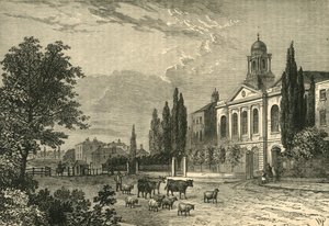 Turnpike in the Hampstead Road, a St. James Church, v roce 1820, c1876. od Unbekannt