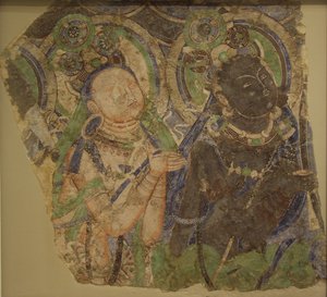 Dva zbožňující bódhisattvové, 4.-6. století. od Unbekannt