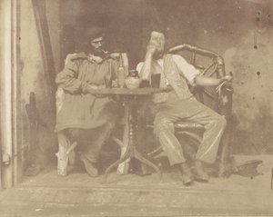 Dva muži sedící u stolu, 1850. od Unbekannt