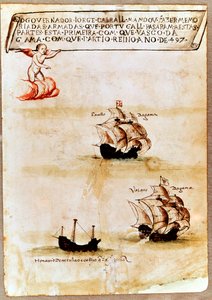 Flotila Vasca da Gamy na moři, 1497 od Unbekannt