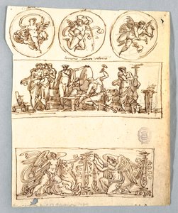 Venuše ve Forge of Vulcan, Winter, Victories and Three Roundels, Putti as Elements od Unbekannt