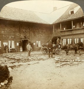 Victoria Hotel, zdobený sobími parohy, v Kongsberg, v drsném Norsku, c1905. od Unbekannt