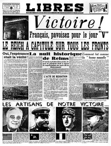 Vítězství!, titulní strana deníku Libres, 9. května 1945 od Unbekannt
