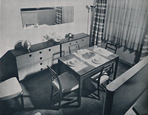 Pohled do obývacího pokoje s jídelnou navržený Gilbertem Rohdem, 1936 od Unbekannt