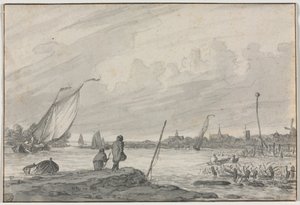Pohled na Alkmaar s loděmi, 1600s. od Unbekannt