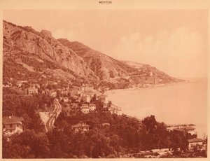 Pohled na Garavan a italskou hranici, Menton, 1930. od Unbekannt
