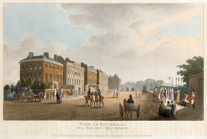 „Pohled na Piccadilly z Hyde Park Corner Turnpike“, Londýn, 1810 od Unbekannt
