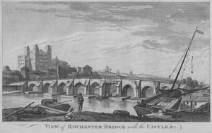 Pohled na Rochester Bridge s hradem atd., 1779. od Unbekannt