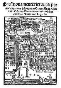 Pohled na Benátky, dřevoryt, 1521 od Unbekannt