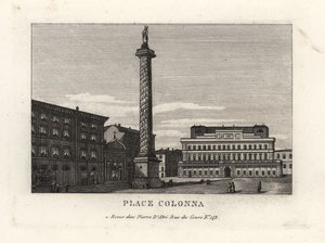 Pohled na Piazza Colonna se sloupem Marca Aurelia, Řím od Unbekannt