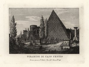 Pohled na Cestiovu pyramidu, Piramide di Caio Cestio, Řím od Unbekannt