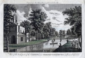 Pohled na zadní část řeky Cassina a Serpentine v Chiswick Gardens, Londýn od Unbekannt