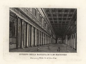 Pohled na interiér baziliky di Santa Maria Maggiore, kostel Saint Mary Major, Řím od Unbekannt