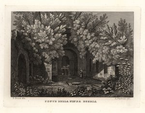 Pohled na pramen nymfy Egeria, Fonte della Ninfa Egeria, Parco Cafarella, Řím od Unbekannt