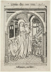 Panna a dítě, opat Ludwig klečící, 1400s. od Unbekannt
