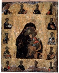 Panna něhy se svatými Panna Eleusa, byzantská ikona, 14. století od Unbekannt