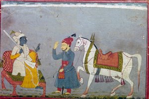 Višnu ve své 10. inkarnaci jako Bílá hodina Kalki, 1710-1720 od Unbekannt