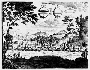 Von Guerikes demonstrace síly tlaku vzduchu, 1672 od Unbekannt