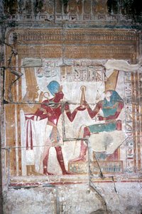Nástěnná malba Sethose I. před Horem, Chrám Sethose I., Abydos, Egypt, 19. dynastie, c1280 př.n.l. od Unbekannt
