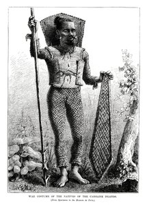 Válečný kostým domorodců z Caroline Islands, centrální Tichý oceán, 1877 od Unbekannt