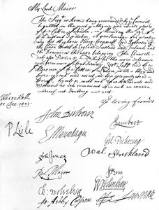 Příkaz Státní rady lordu starostovi Londýna, který si přeje, aby se on a radní zúčastnili vyhlášení Olivera Cromwella lordem protektorem Britského společenství, Skotska, Irska a Dominionů dne 19. prosince od Unbekannt