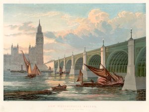 Westminster Bridge, Londýn, při pohledu z jižního břehu Temže, 1858 od Unbekannt