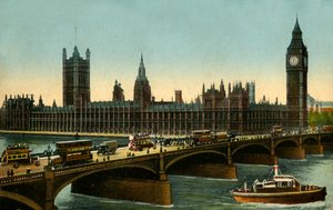 Westminsterský most a budovy parlamentu, Londýn, c1910. od Unbekannt