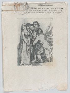 Jaká oběť“, mladá žena obklopená skupinou mužů, mezi něž patří i její fi..., po roce 1816. od Unbekannt