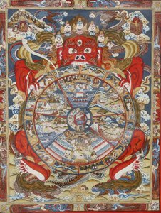 Kolo života nebo kolo Samsary (Mandala). Klášter Kopan, Bhaktapur, Nepál od Unbekannt