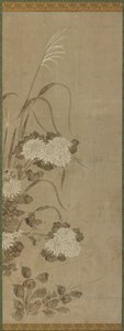 Bílé chryzantémy a trávy, období Edo, 1615-1868. od Unbekannt