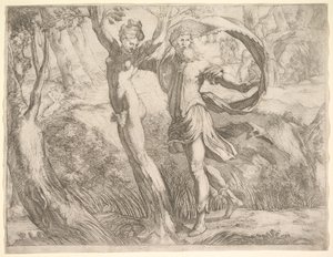 Wilton Album, folio 10a: Priapus a Lotis, ca. 1530-50. od Unbekannt