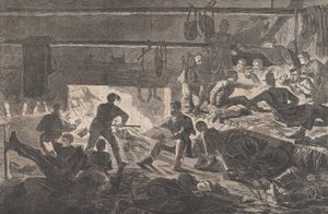 Zimní ubikace v táboře - Uvnitř chaty Harperův týdeník, sv. VII, 24. ledna 1863. od Unbekannt