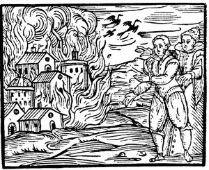 Čarodějnice ničící dům ohněm - Švábsko, 1533 od Unbekannt
