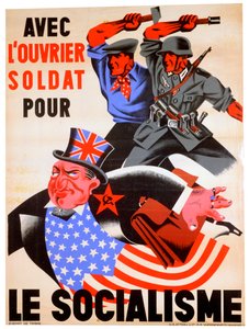 S dělníkem a vojákem za socialismus, belgický pronacistický propagandistický plakát, c1941-1944