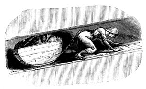 Žena putter táhne saně uhlí podél úzké sloje, Jižní Wales, c1848 od Unbekannt