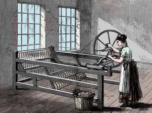 Žena používající Spinning Jenny, c1880 od Unbekannt