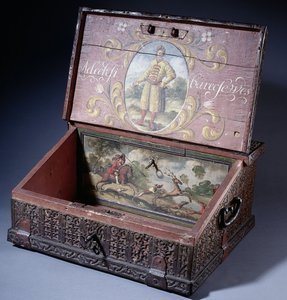Dřevěná pokladnička nebo psací krabička s portrétem syna Petra Velikého, ca. 1695 od Unbekannt