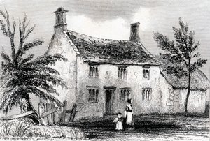 Woolsthorpe Manor, poblíž Granthamu, Lincolnshire, rodiště sira Isaaca Newtona, 1840 od Unbekannt