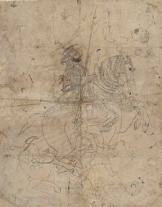 Uctívání Brijnathanji a Swamini recta, jezdecký portrét verso, K. 1800. od Unbekannt