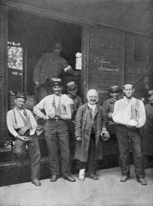 Zranění francouzští vojáci na cestě do nemocnice vlakem Francie, 1914 od Unbekannt