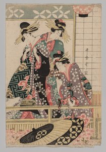 Yoshiwara Women Looking into the Street at Spring, 1753-1806. od Unbekannt