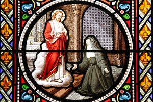 Svatá Marguerite-Marie (Marguerite Marie) Alacoque (1647-1690) mystička řádu vizitací Vitráže Paray monial Saone et Loire od Unbekannt