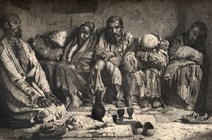 Opiové doupě ve střední Asii, ilustrace ze „Světa v rukou“, vyryl Charles Laplante († 1903), vydáno 1878 od Unbekannt Unbekannt