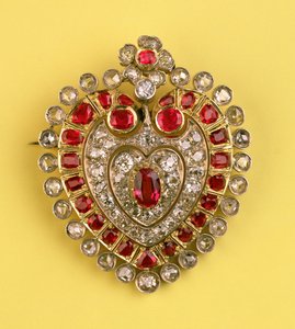 Starožitná brož ve tvaru srdce (diamant a rubín) od Unbekannt Unbekannt