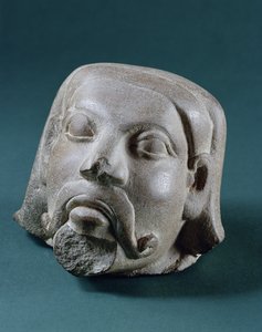 Hlava cizince z broušeného pískovce, Sarnath, 3. století před naším letopočtem od Unbekannt Unbekannt